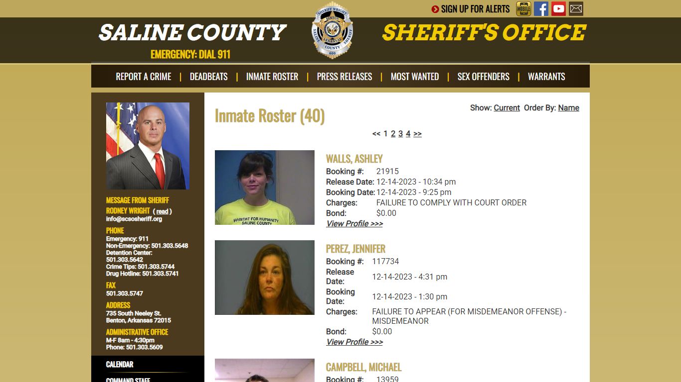 Released Inmates Booking Date Descending - Saline County Sheriff's Office